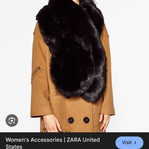 ZARA Black Faux Fur Scarf XTRA LARGE - Women's Accessory